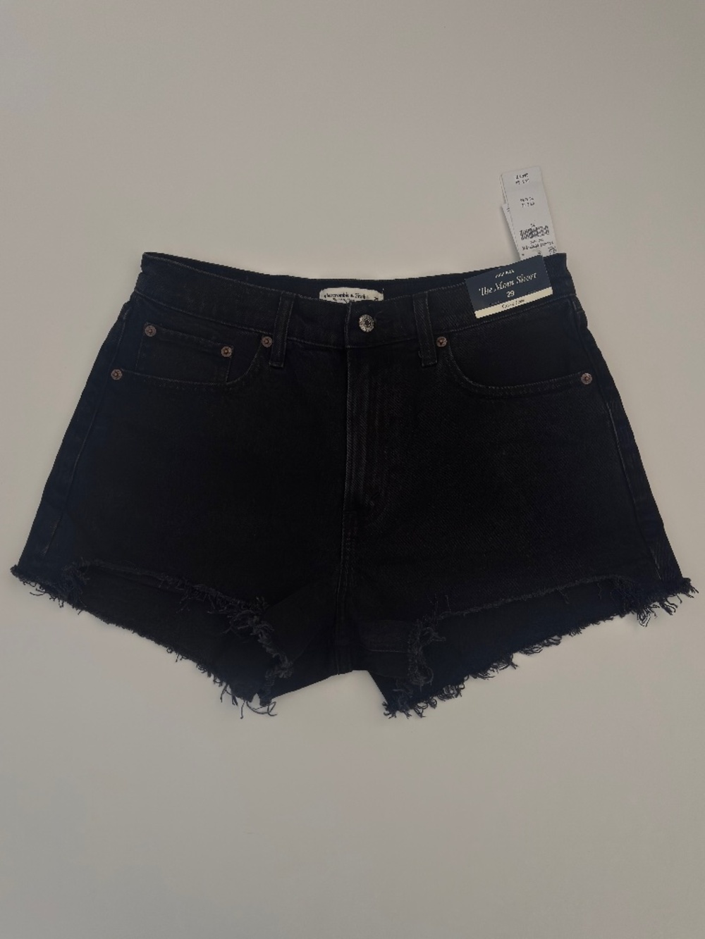 NWT Abercrombie & Fitch Curve Love High Rise Mom Shorts Sz 29 Washed Black Denim